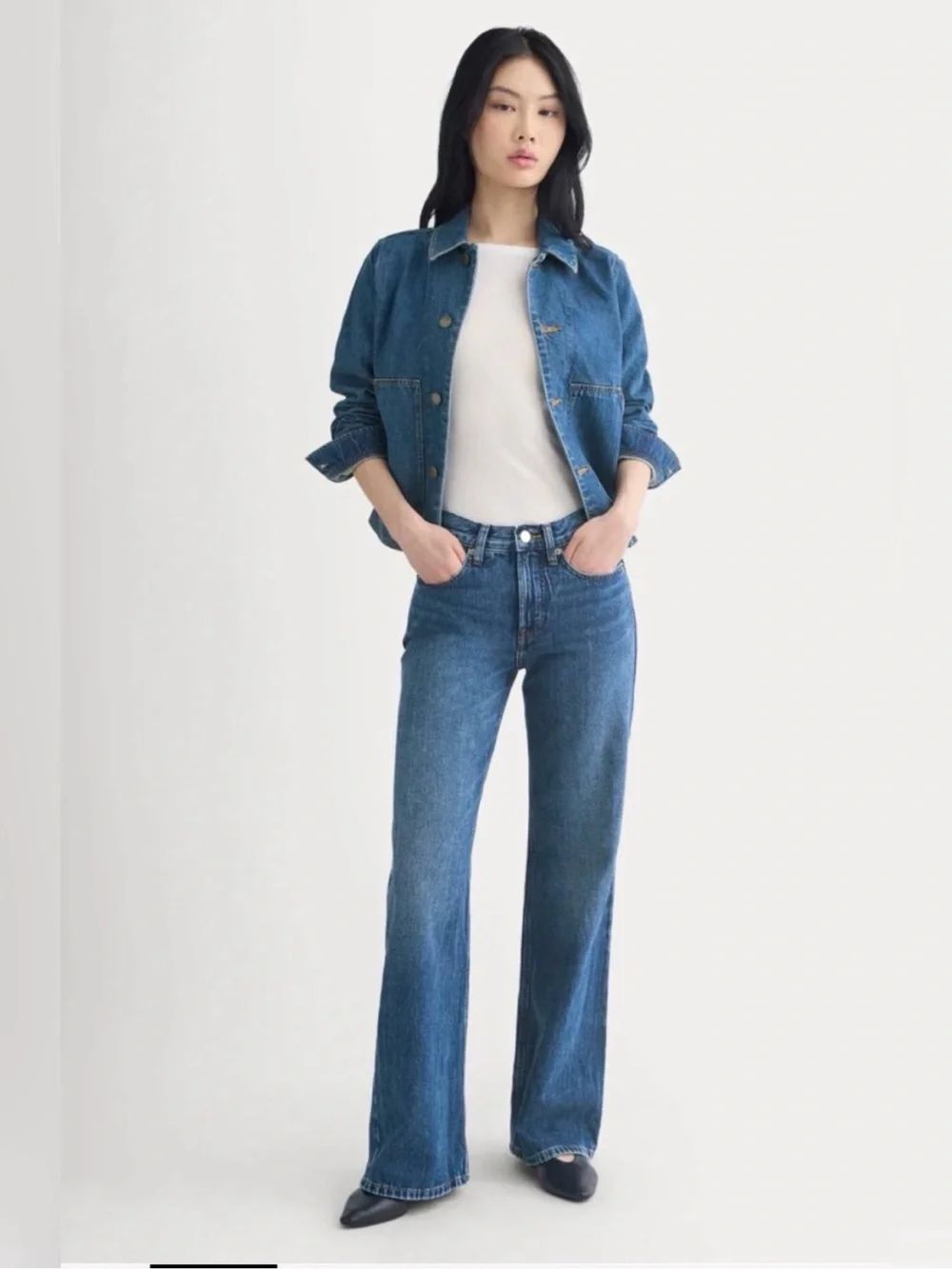 New Everlane RELAXED MID-RISE BOOTCUT JEAN DARK INDIGO Size 32